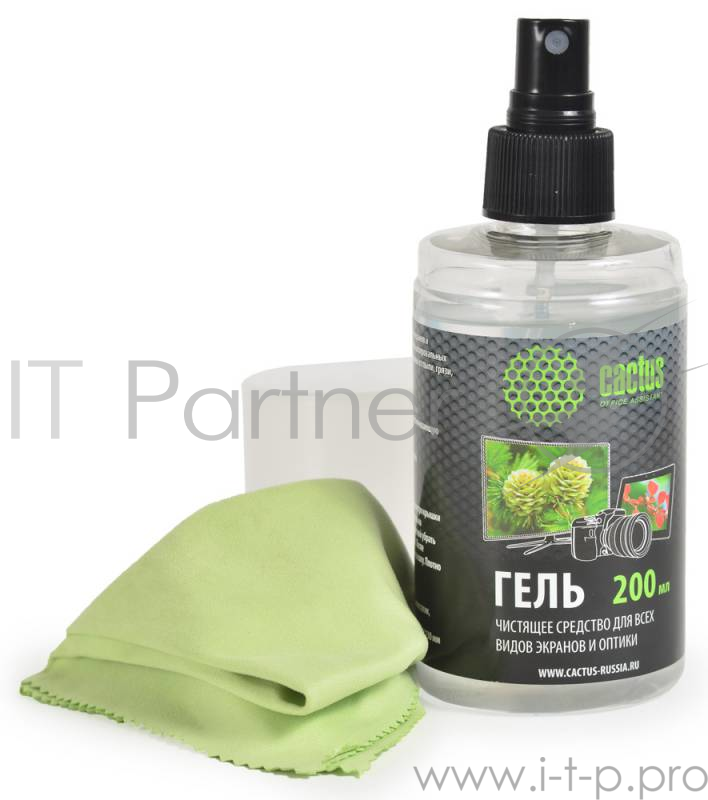 Чистящие средства CACTUS Чистящий набор CS-S3004 гель 200 мл + салфетка из микрофибры для экранов 200x230 мм