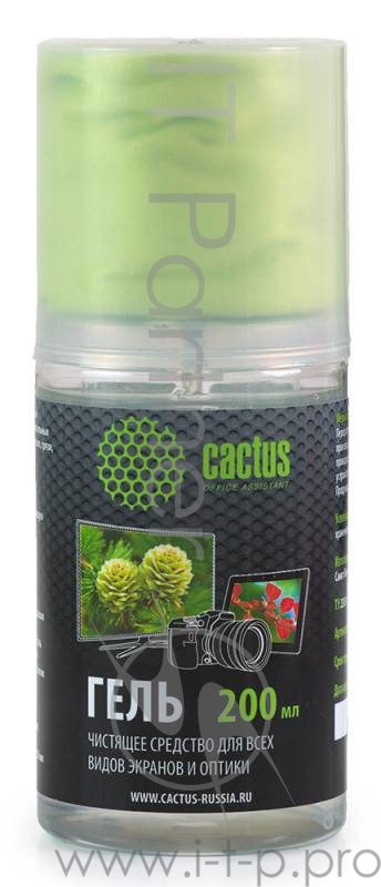 Чистящие средства CACTUS Чистящий набор CS-S3004 гель 200 мл + салфетка из микрофибры для экранов 200x230 мм