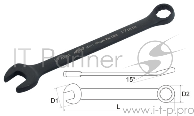 Ключ комбинированный AIST 011127B (27 мм) c отгибом 15°