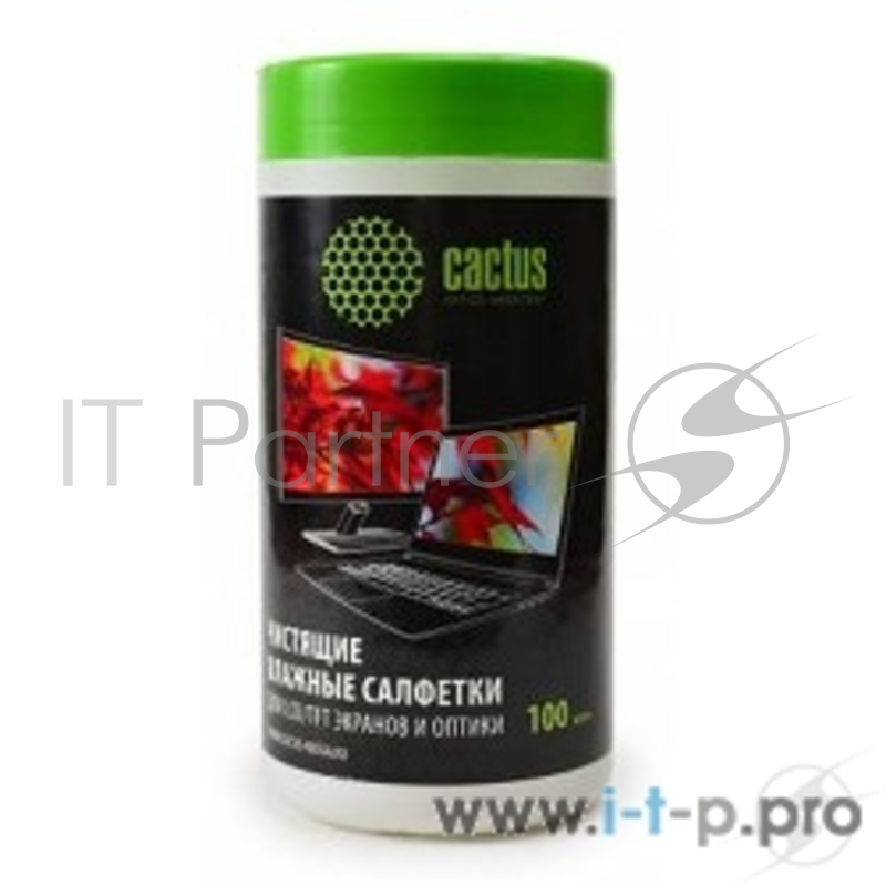 Чистящие средства CACTUS Салфетки CS-T1001 Туба с чистящими салфетками для экранов и оптики, 100 шт
