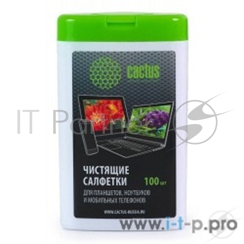 Чистящие средства CACTUS Салфетки CS-T1005 Мини туба с чистящими салфетками для планшетов, ноутбуков и моб.тел.,100 шт