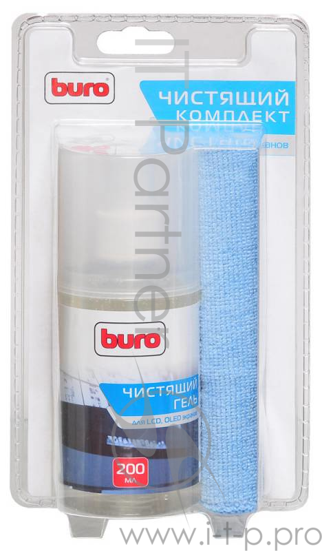 Чистящие средства BURO BU-GLCD 817420 Гель для чистки LCD LED Plasma панелей 200 мл+микрофибра 25*25
