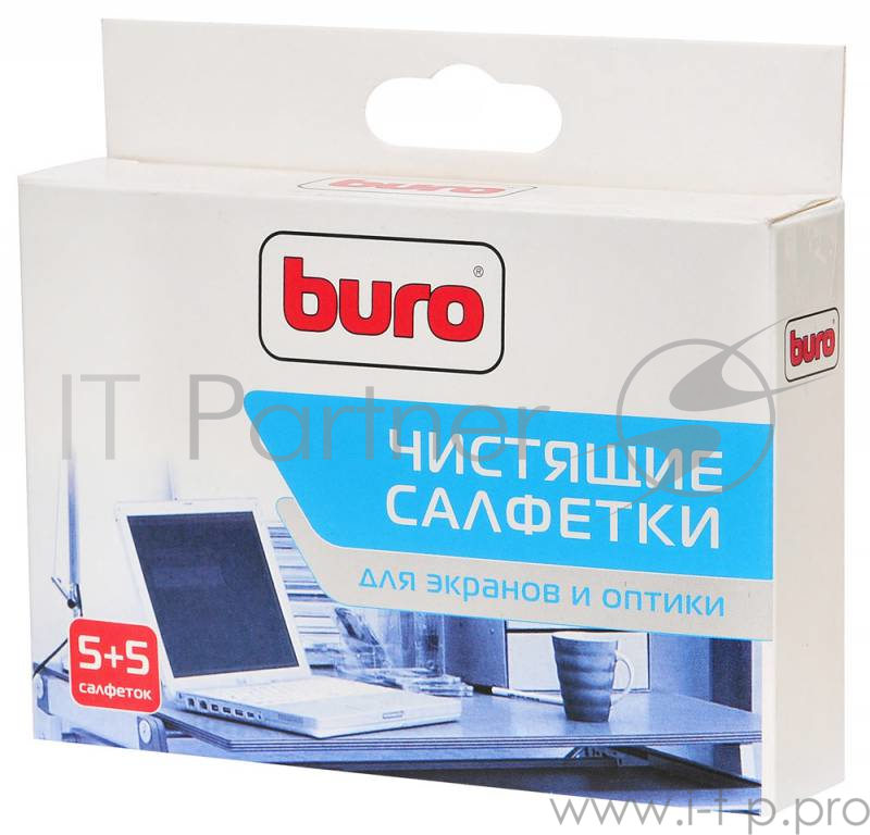 Чистящие средства BURO BU-W/D 817445 Чистящие салфетки 5+5шт для любых экранов и оптики в индивидуальной упаковке
