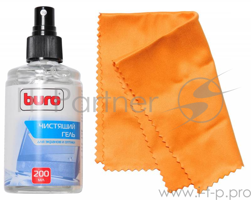 Чистящие средства BURO BU-GSCREEN 817421 Гель для чистки экранов, мониторов и оптики 200 мл + микрофибра 16*25