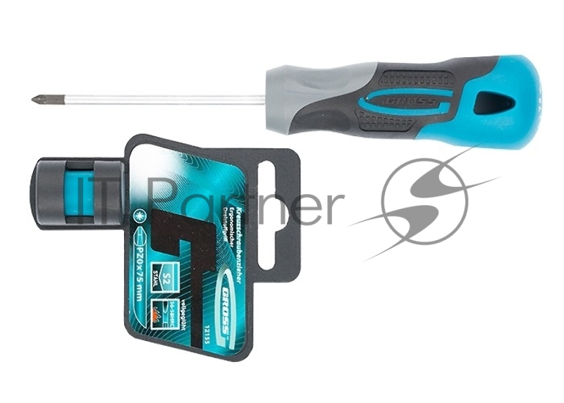 Отвертка GROSS 12155 PZ0 x 75 мм S2, трехкомпонентная ручка