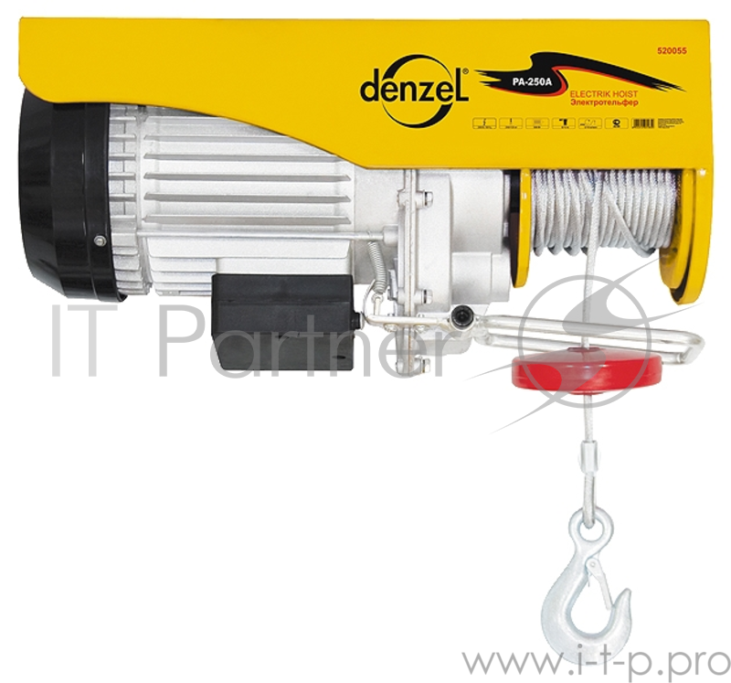 Тельфер DENZEL TF-250 электрический 0.25т 540Вт высота 12м 10 м/мин