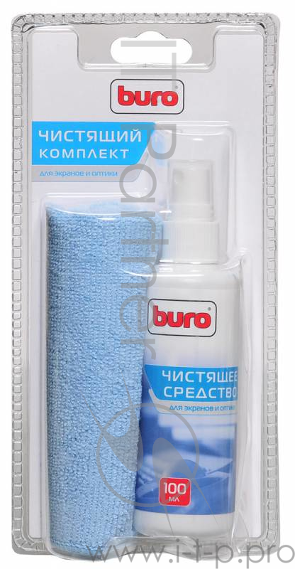 Чистящие средства BURO BU-S/MF 817428 Набор чистящий, микрофибра 25 х 25 мм + спрей для экранов и оптики 100 мл, 1 шт.