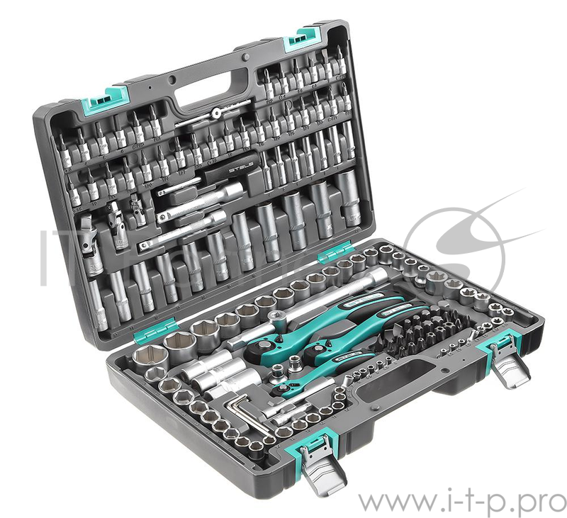 Набор инструментов STELS 14114 1/4 3/8 1/2 cr-v s2 усиленный кейс 151предм.