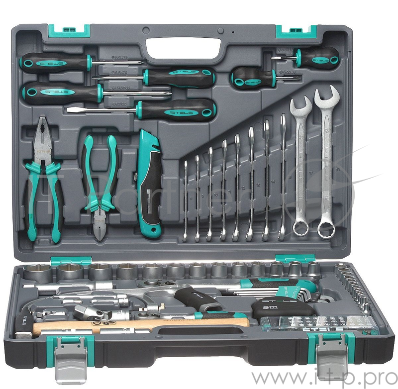 Набор инструментов STELS 14111 1/2 1/4 CrV пластиковый кейс 98 предм.