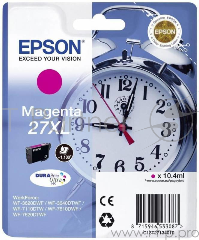 Расходные материалы EPSON C13T27134020/4022 Singlepack Magenta 27XL DURABrite Ultra Ink for WF7110/7610/7620 (cons ink)