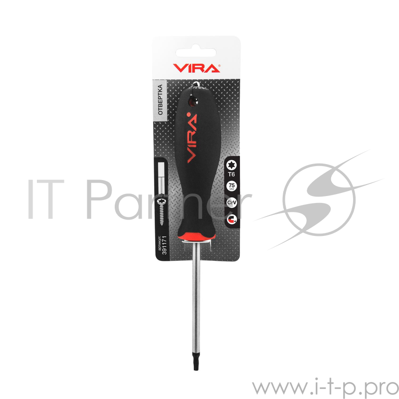 Отвертка VIRA 391171 T6х75мм CR-V эргономичная двухкомпонентная ручка