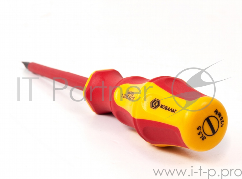 Отвертка КОБАЛЬТ 646-454 диэлектрическая Ultra Grip SL 5,5 х 125мм CR-V, двухкомп.рукоятка