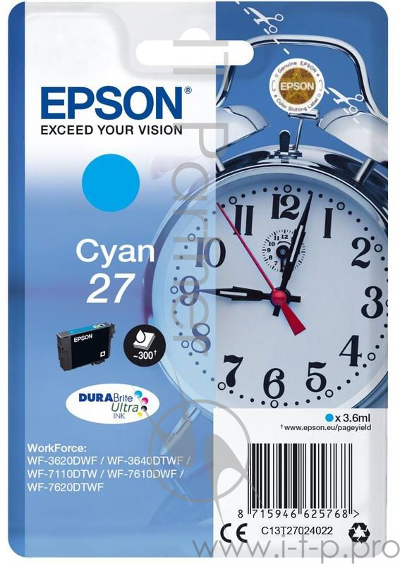 Расходные материалы EPSON C13T27024020/4022 I/C Cyan WF7110/7610 (cons ink)