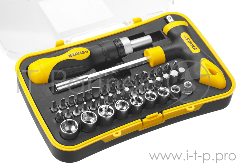 Набор STAYER MASTER ТECHNO 25084-H43 реверсивная.Т-образная отвертка-битодержатель.43предм