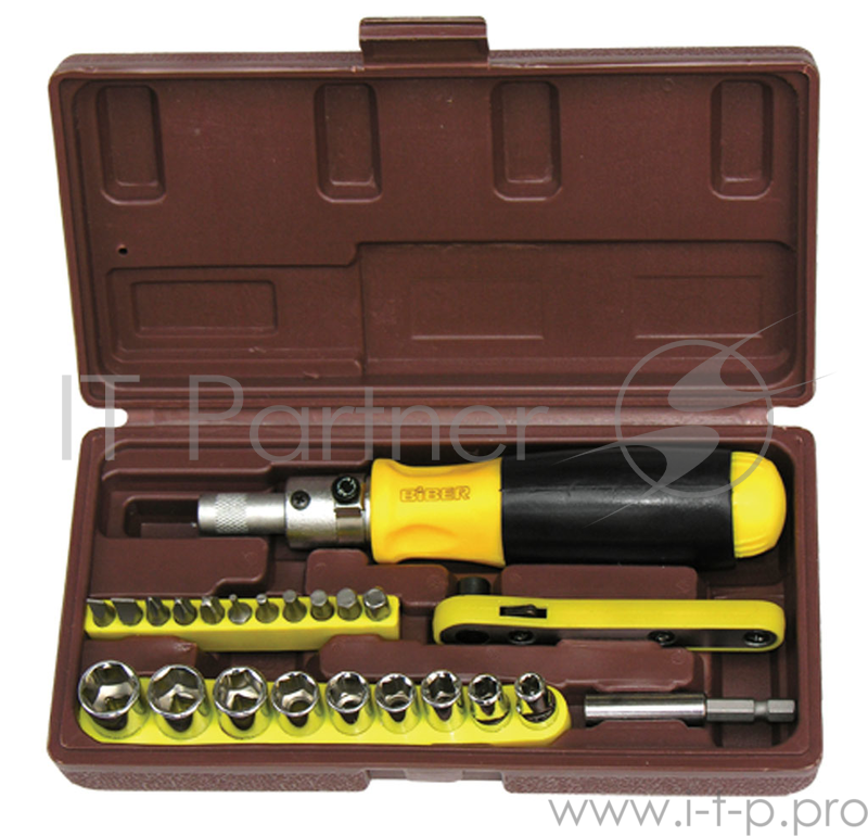 Отвертка реверсивная BIBER 79425 реверсивная с набором бит и головок Арт. 85555