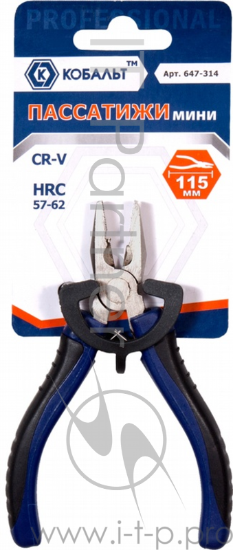 Плоскогубцы КОБАЛЬТ 647-314 пассатижи мини 115мм, CR-V 1шт подвес