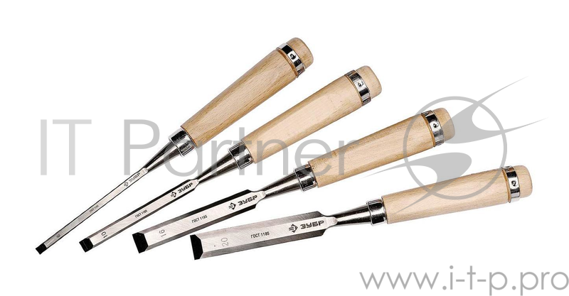 Набор стамесок ЗУБР 18096-H4 эксперт с деревян.руч. crv 6 10 16 20мм 4шт