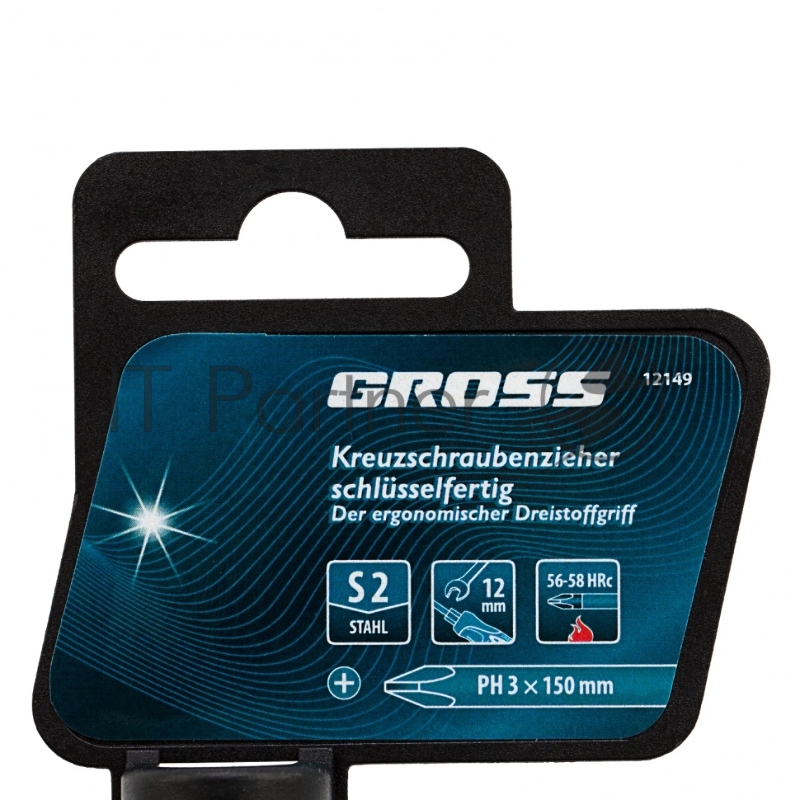 Отвертка GROSS 12149 PH3 x 150мм S2, трехкомпонентная ручка