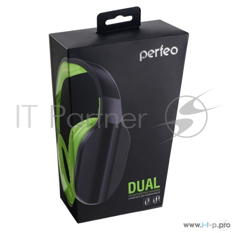 Наушники Perfeo PF_A4006 наушники полноразмерные DUAL черные/зеленые