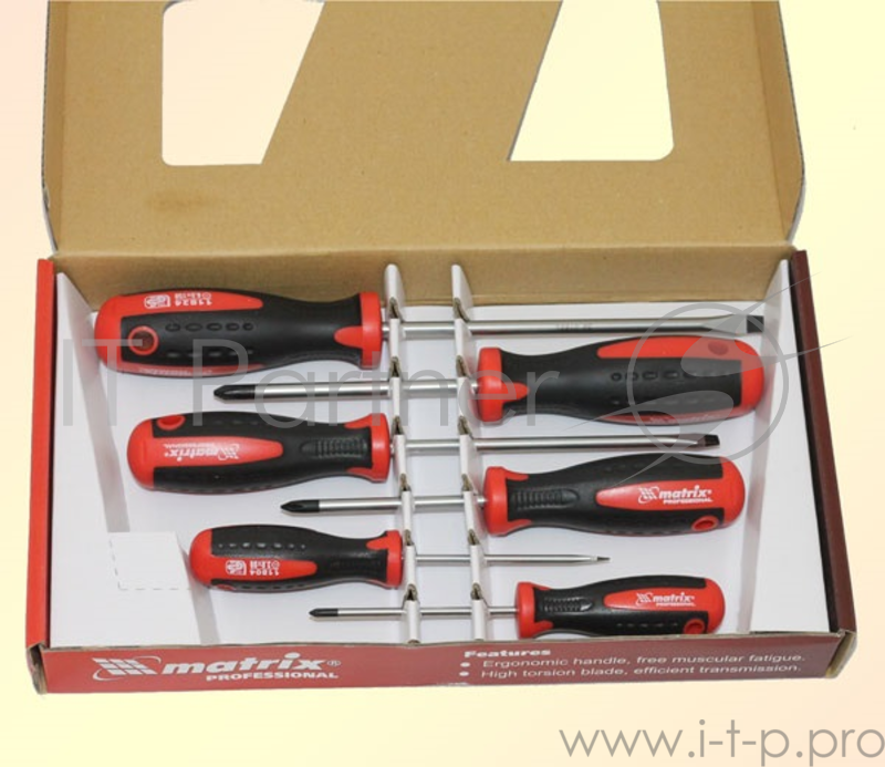 Набор отверток MATRIX 13303 сталь s2 двухкомпонентные рукоятки 6шт