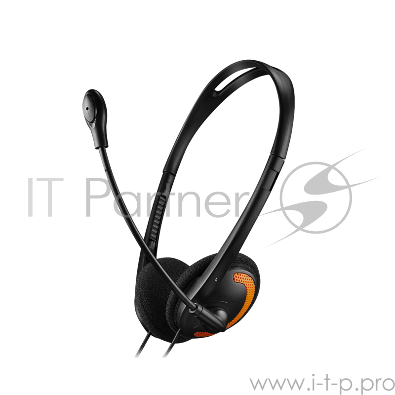 Наушники и микрофоны CANYON PC headset with microphone, volume control and adjustable headband, cable 1.8M, Black/Orange CNS-CHS01BO