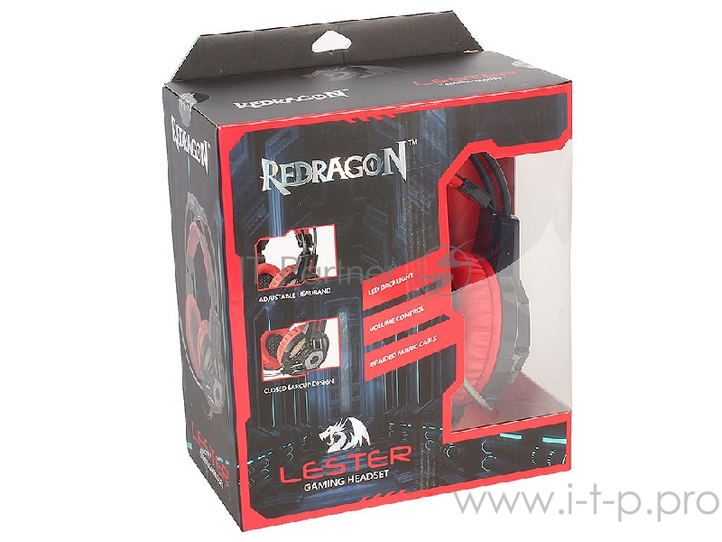 Наушники Defender Lester красный + черный, кабель 2,2 м Redragon 64205