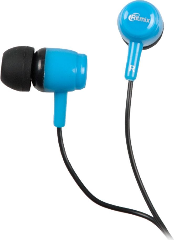 Наушники RITMIX RH-020 Black+Blue наушники, вставные {100 дБ, разъем mini jack 3.5 mm}