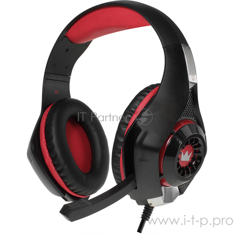 Наушники CROWN CMGH-102T Black&red (Подключение USB, встроенная аудио карта, Частотныи? диапазон: 20Гц-20,000 Гц ,Кабель 2.1м,Размер D 250мм)