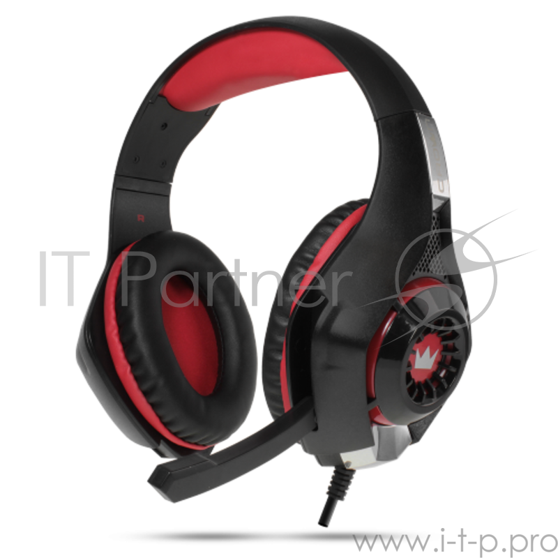 Наушники CROWN CMGH-102T Black&red (Подключение USB, встроенная аудио карта, Частотныи? диапазон: 20Гц-20,000 Гц ,Кабель 2.1м,Размер D 250мм)