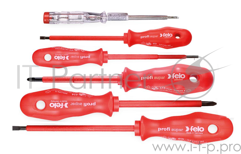 Набор диэлектрических отверток Felo Profi с тестером сети 6 шт 61396298