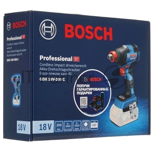 Акк гайковерт BOSCH GDX 18V-200 C (06019G4204) без акк и ЗУ, 3400 об/мин, 1/4