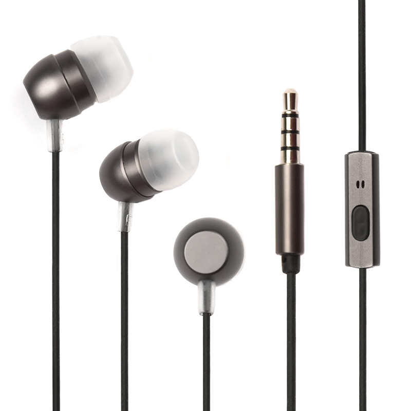 Наушники Гарнитура ES-F57 GREY Dialog с кнопкой ответа для мобильных устройств, серая, металл