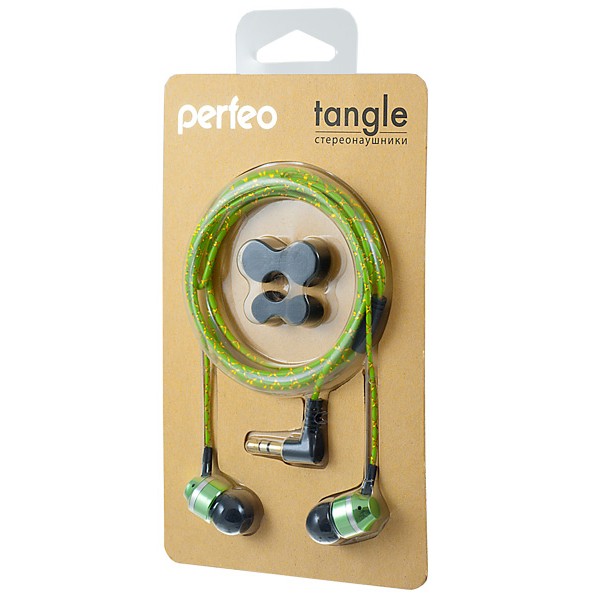 Наушники Perfeo PF-TNG-GRN/GLD наушники внутриканальные металлические TANGLE зелёные