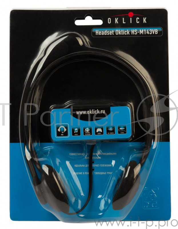 Наушники и микрофоны Oklick HS-M143VB черный 1.8м накладные оголовье