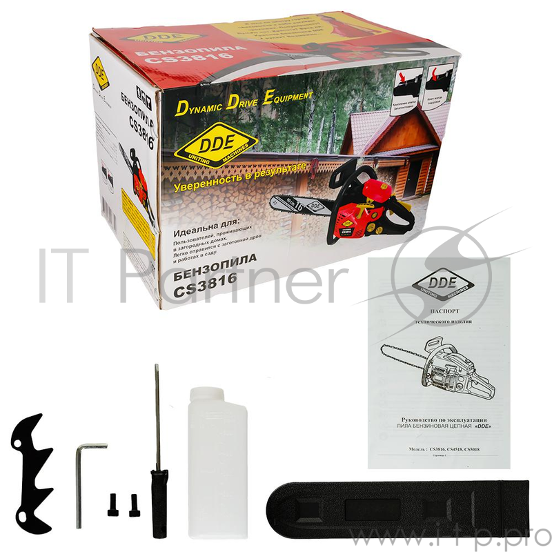 Бензопила DDE CS3816 37.2 куб.см. 1.56кВт/2л.с. 4.2 кг. 40см