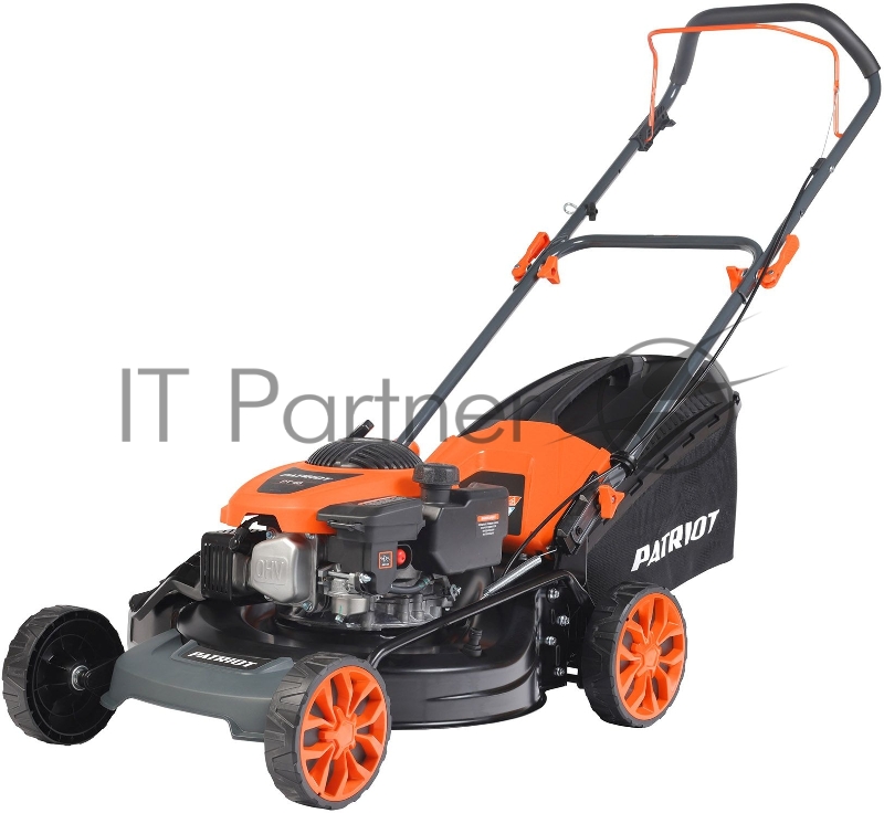 Газонокосилки Газонокосилка бензиновая PATRIOT PT 41LM 512109005 {Рабочий объем 123сс, мощность 3.5л.с., рабочая ширина 42см, регул. высоты 30-75мм прорезин. колеса 152-178мм, травосбор. 40л, функц. мульчир.}