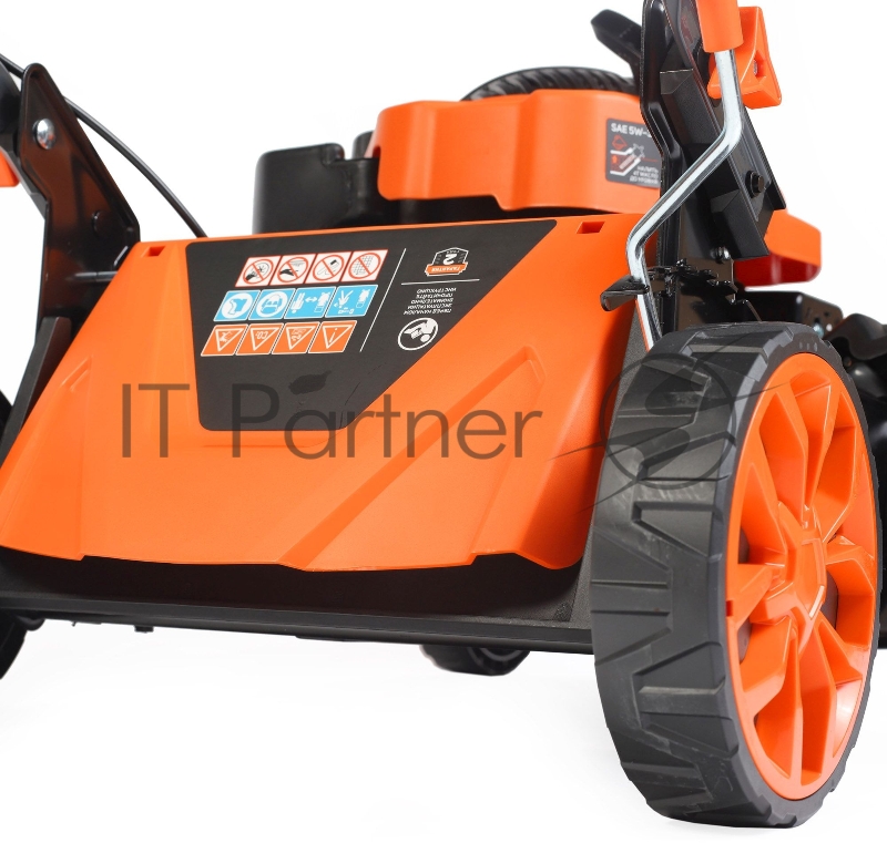 Газонокосилки Газонокосилка бензиновая PATRIOT PT 41LM 512109005 {Рабочий объем 123сс, мощность 3.5л.с., рабочая ширина 42см, регул. высоты 30-75мм прорезин. колеса 152-178мм, травосбор. 40л, функц. мульчир.}