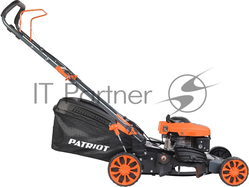 Газонокосилки Газонокосилка бензиновая PATRIOT PT 41LM 512109005 {Рабочий объем 123сс, мощность 3.5л.с., рабочая ширина 42см, регул. высоты 30-75мм прорезин. колеса 152-178мм, травосбор. 40л, функц. мульчир.}