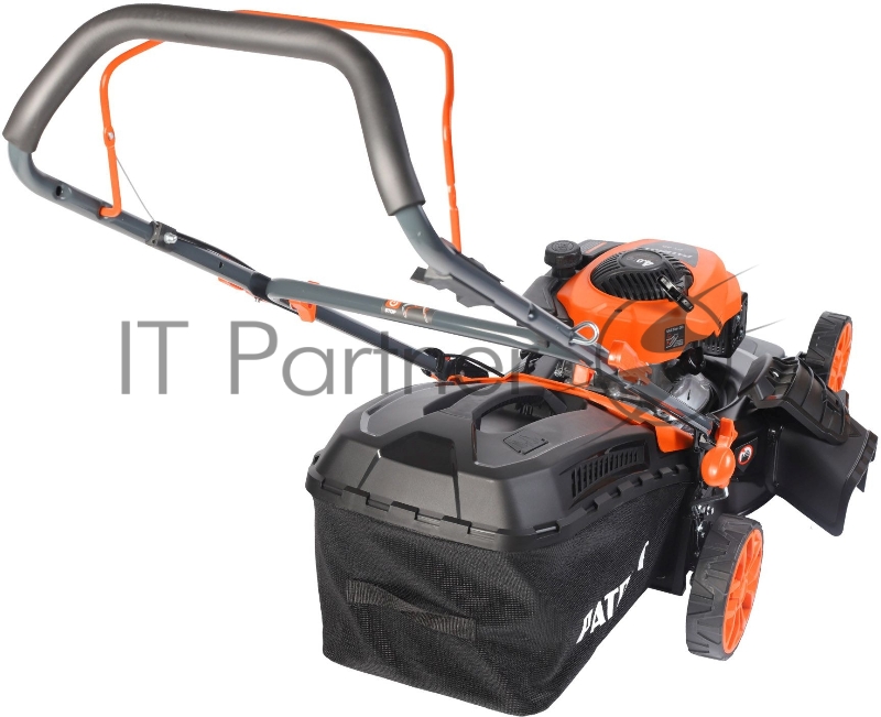 Газонокосилки Газонокосилка бензиновая PATRIOT PT 41LM 512109005 {Рабочий объем 123сс, мощность 3.5л.с., рабочая ширина 42см, регул. высоты 30-75мм прорезин. колеса 152-178мм, травосбор. 40л, функц. мульчир.}
