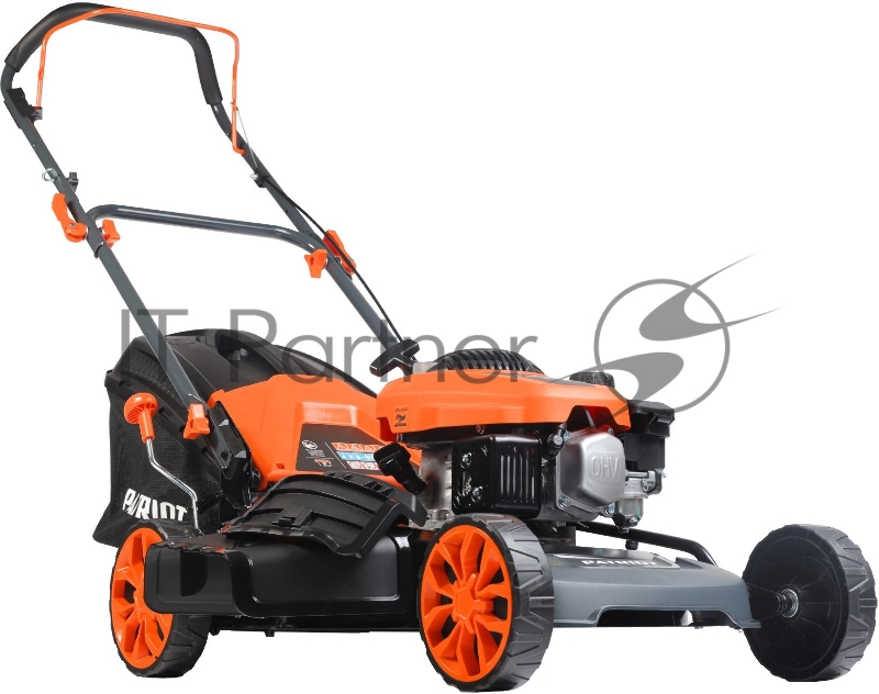 Газонокосилки Газонокосилка бензиновая PATRIOT PT 41LM 512109005 {Рабочий объем 123сс, мощность 3.5л.с., рабочая ширина 42см, регул. высоты 30-75мм прорезин. колеса 152-178мм, травосбор. 40л, функц. мульчир.}