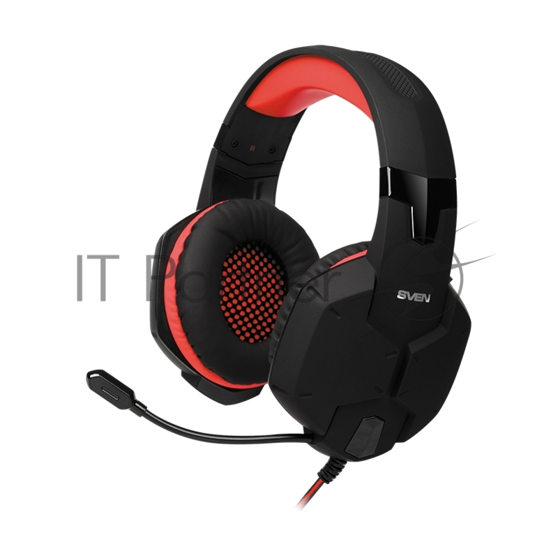 Наушники SVEN AP-G988MV черно-красный {с полноразмерными наушниками закрытого типа, встроенный регулятор громкости, подключение: 2 x mini jack 3.5 mm, частота воспроизведения 20-20000 Гц}