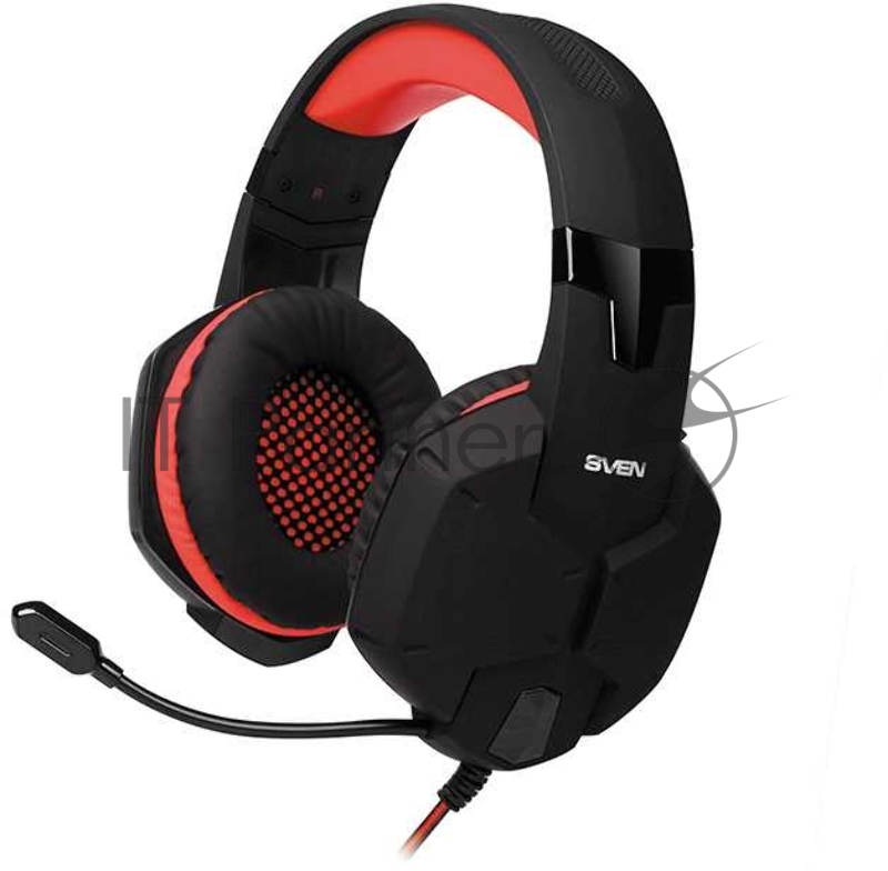 Наушники SVEN AP-G988MV черно-красный {с полноразмерными наушниками закрытого типа, встроенный регулятор громкости, подключение: 2 x mini jack 3.5 mm, частота воспроизведения 20-20000 Гц}