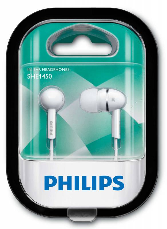 Наушники Philips SHE1450WT/51 внутриканальные 10-22000Гц 1,2м 3.5мм 103дБ сменные амбушюры белые SHE1450WT/51
