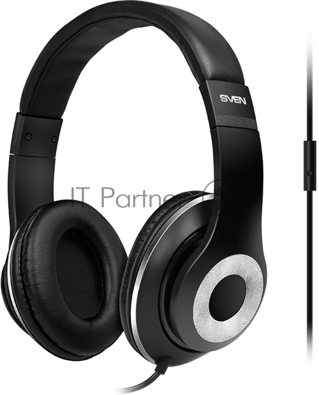 Наушники SVEN AP-930M черный-серебро {Разъем 3,5 мм, Поддержка функций управления плеером, Поддержка функции hands-free, Микрофон на кабеле, Улучшенная система передачи звука}