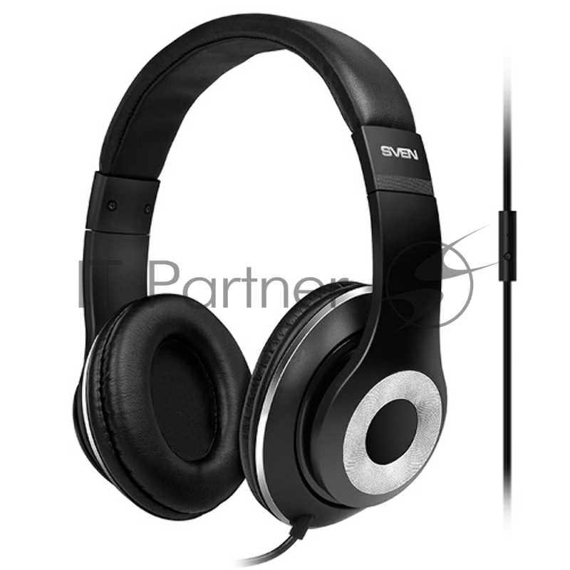 Наушники SVEN AP-930M черный-серебро {Разъем 3,5 мм, Поддержка функций управления плеером, Поддержка функции hands-free, Микрофон на кабеле, Улучшенная система передачи звука}