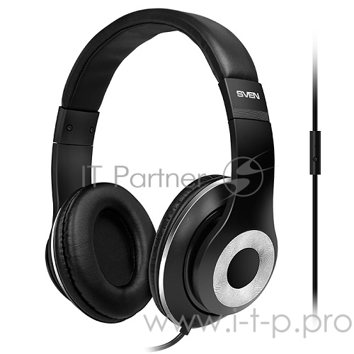 Наушники SVEN AP-930M черный-серебро {Разъем 3,5 мм, Поддержка функций управления плеером, Поддержка функции hands-free, Микрофон на кабеле, Улучшенная система передачи звука}