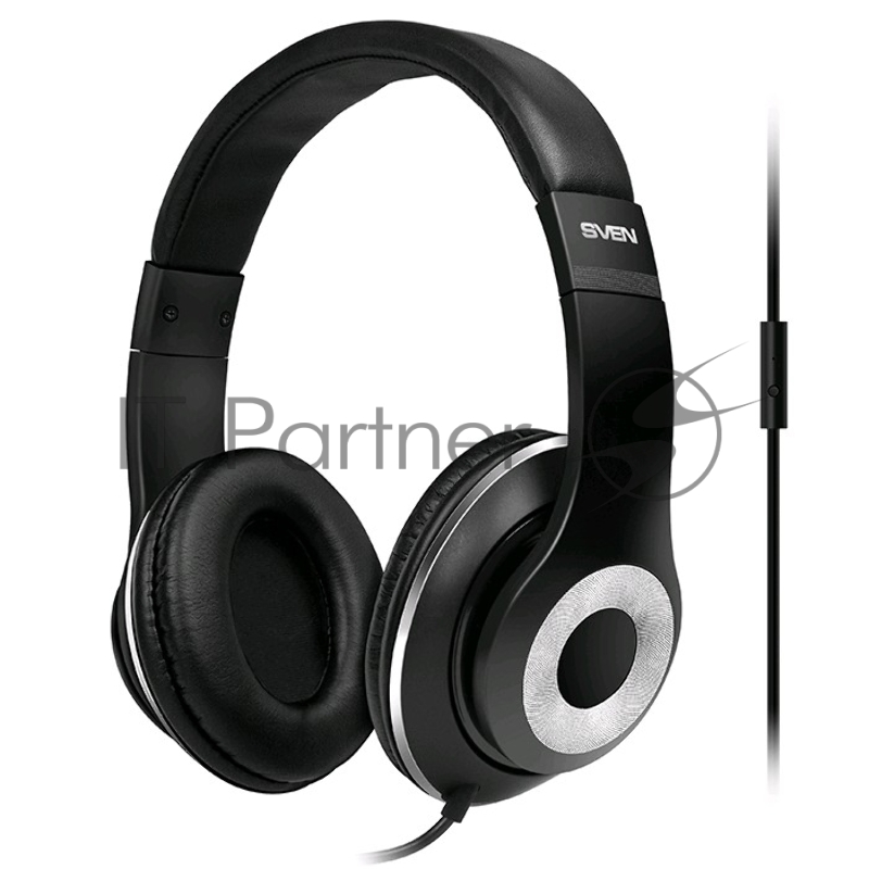 Наушники SVEN AP-930M черный-серебро {Разъем 3,5 мм, Поддержка функций управления плеером, Поддержка функции hands-free, Микрофон на кабеле, Улучшенная система передачи звука}