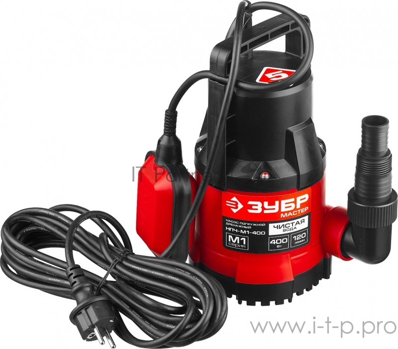 Насос ЗУБР НПЧ-М1-400 мастер м1 погружной дренажный для чистой воды частицы до 5мм 400Вт 120л/мин
