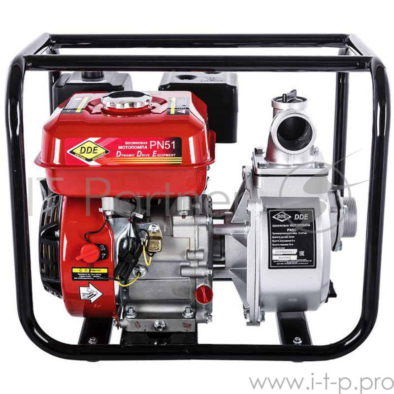 Мотопомпа DDE PN51 вых 50мм 5 лc 25м куб/час т. бак3.6л 24кг