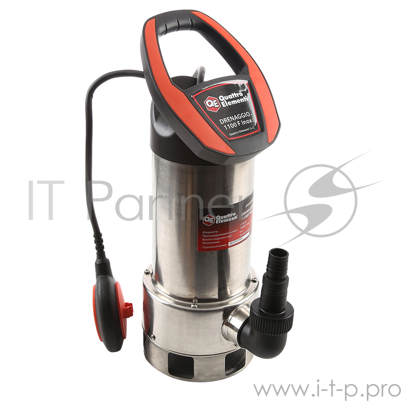 Насос дренажный QUATTRO ELEMENTI DRENAGGIO 1100 F Inox 770-742 1100Вт 19000л/ч выс.8м част.до35мм